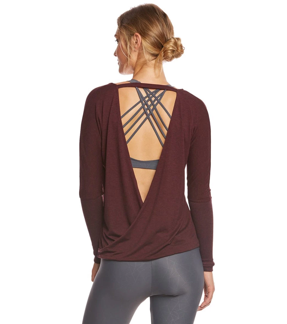 Onzie Drapey V-back Long Sleeve Coverup Heather Burgundy CLOTHING 8 Onzie Drapey V-back Long Sleeve Coverup Heather Burgundy CLOTHING