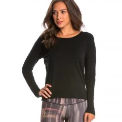 CLOTHING Onzie Drapey V-back Long Sleeve Coverup Black