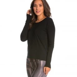 CLOTHING Onzie Drapey V-back Long Sleeve Coverup Black