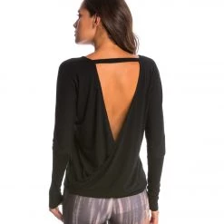CLOTHING Onzie Drapey V-back Long Sleeve Coverup Black