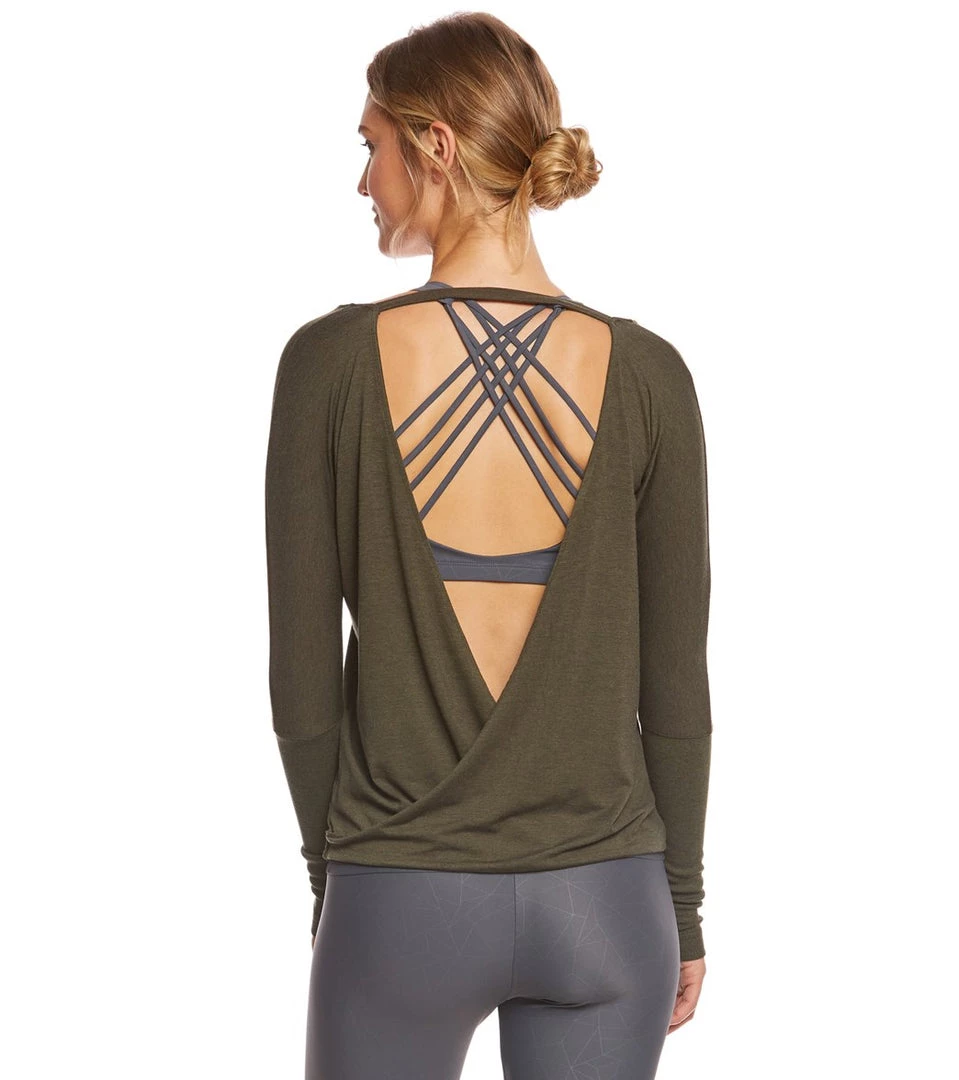 CLOTHING Onzie Drapey V-back Long Sleeve Coverup Moss 3 CLOTHING Onzie Drapey V-back Long Sleeve Coverup Moss