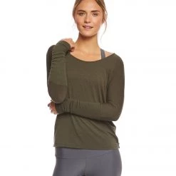 CLOTHING Onzie Drapey V-back Long Sleeve Coverup Moss