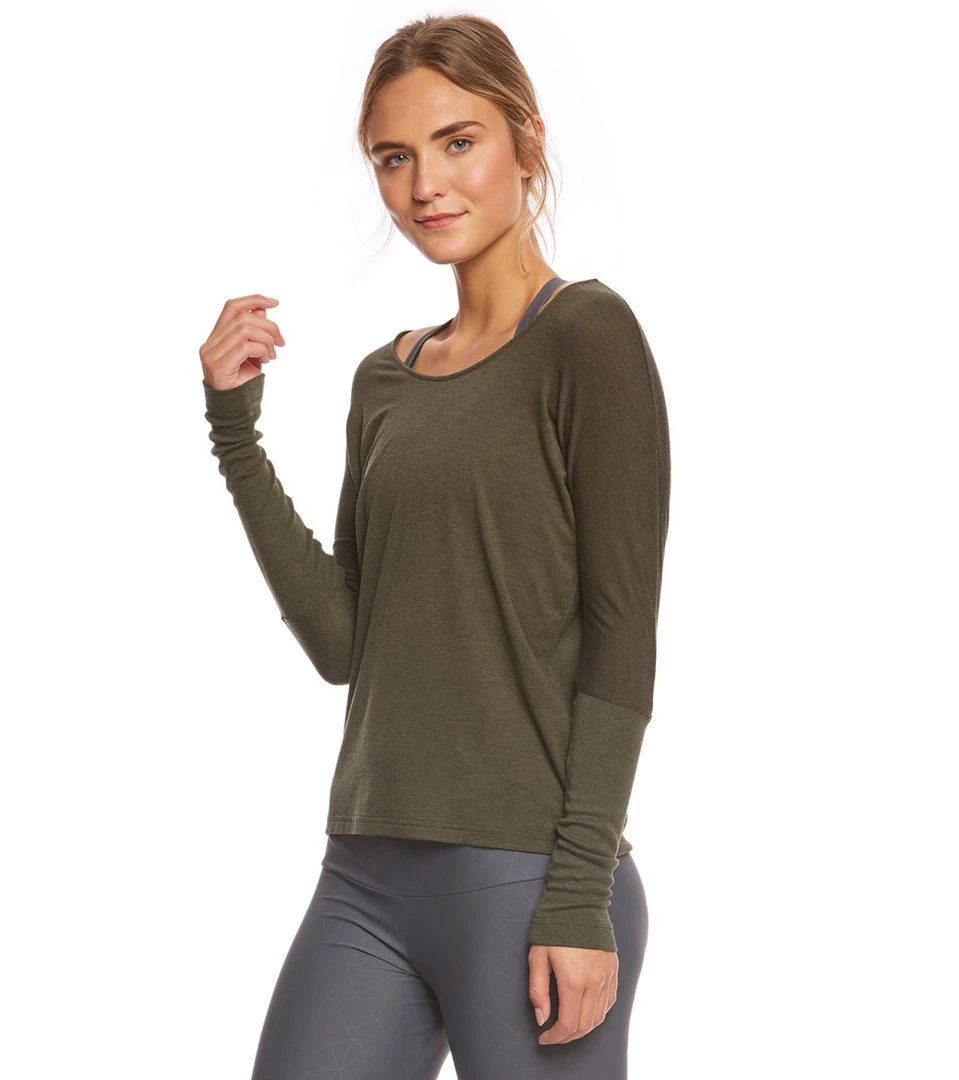 CLOTHING Onzie Drapey V-back Long Sleeve Coverup Moss 5 CLOTHING Onzie Drapey V-back Long Sleeve Coverup Moss