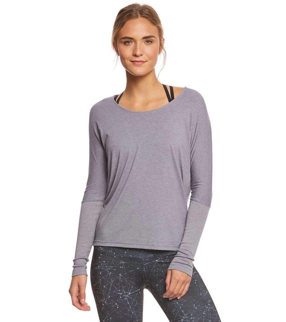 CLOTHING Onzie Drapey V-back Long Sleeve Coverup Stone Gray 4 CLOTHING Onzie Drapey V-back Long Sleeve Coverup Stone Gray