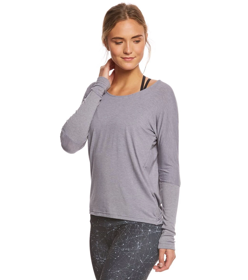 CLOTHING Onzie Drapey V-back Long Sleeve Coverup Stone Gray 5 CLOTHING Onzie Drapey V-back Long Sleeve Coverup Stone Gray