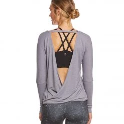 CLOTHING Onzie Drapey V-back Long Sleeve Coverup Stone Gray 13 CLOTHING Onzie Drapey V-back Long Sleeve Coverup Stone Gray