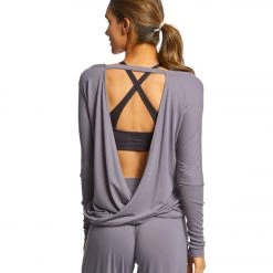 Onzie Drapey V-back Long Sleeve Coverup Graphite CLOTHING