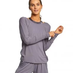 Onzie Drapey V-back Long Sleeve Coverup Graphite CLOTHING