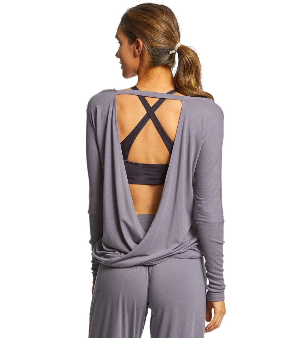 Onzie Drapey V-back Long Sleeve Coverup Graphite CLOTHING 8 Onzie Drapey V-back Long Sleeve Coverup Graphite CLOTHING
