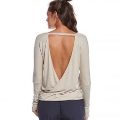 Onzie Drapey V-back Long Sleeve Coverup Taupe