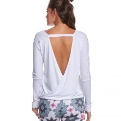 CLOTHING Onzie Drapey V-back Long Sleeve Coverup White