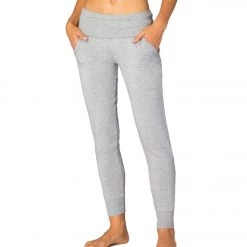 Beyond Yoga Cozy Fleece Foldover Long Sweatpant Joggers Light Heather Gray CLOTHING