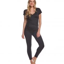 CLOTHING Beyond Yoga: Beyond The Bump Featherweight Spacedye Maternity Tee Black/White 11 CLOTHING Beyond Yoga: Beyond The Bump Featherweight Spacedye Maternity Tee Black/White