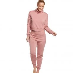 CLOTHING Beyond Yoga Cozy Fleece Foldover Long Sweatpant Joggers Pink Lei