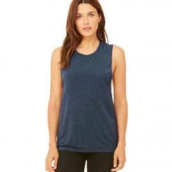 Bella + Canvas Flowy Scoop Workout Muscle Tee Heather Navy