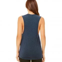 Bella + Canvas Flowy Scoop Workout Muscle Tee Heather Navy