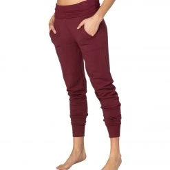 Beyond Yoga Cozy Fleece Foldover Long Sweatpant Joggers Team Burgundy CLOTHING