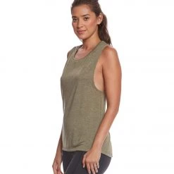 Bella + Canvas Flowy Scoop Workout Muscle Tee Heather Olive CLOTHING