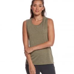 Bella + Canvas Flowy Scoop Workout Muscle Tee Heather Olive CLOTHING