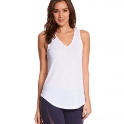 Bella + Canvas Flowy V-Neck Workout Tank Top White