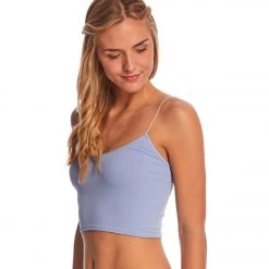 CLOTHING Free People Seamless Skinny Strap Crop Top Blue