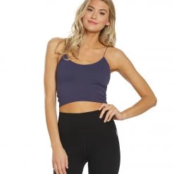 Free People Seamless Skinny Strap Crop Top Hawaiian Blue CLOTHING