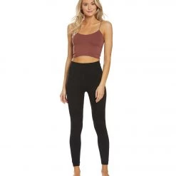 Free People Seamless Skinny Strap Crop Top Chocolate