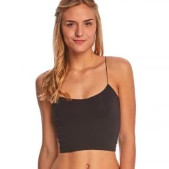 Free People Seamless Skinny Strap Crop Top Black