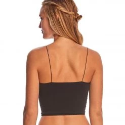 Free People Seamless Skinny Strap Crop Top Black