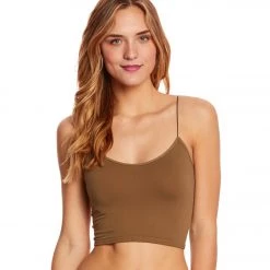 CLOTHING Free People Seamless Skinny Strap Crop Top Moss