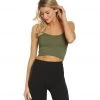 Free People Seamless Skinny Strap Crop Top Olive CLOTHING