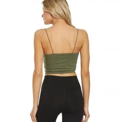 Free People Seamless Skinny Strap Crop Top Olive CLOTHING