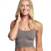 Free People Seamless Skinny Strap Crop Top Dark Grey CLOTHING