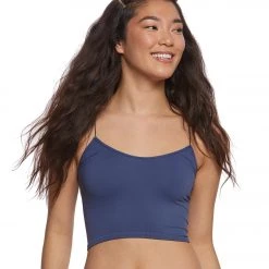 Free People Seamless Skinny Strap Crop Top Navy