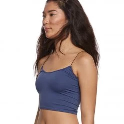 Free People Seamless Skinny Strap Crop Top Navy