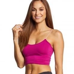 Free People Seamless Skinny Strap Crop Top Fuchsia