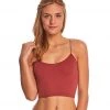 Free People Seamless Skinny Strap Crop Top Red CLOTHING