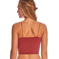 Free People Seamless Skinny Strap Crop Top Red CLOTHING