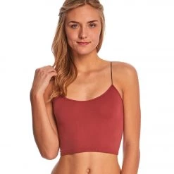 Free People Seamless Skinny Strap Crop Top Red CLOTHING