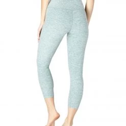 NEW ARRIVALS Beyond Yoga Spacedye High Waisted Yoga Capris True Teal/White