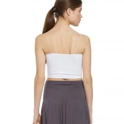 Free People Seamless Skinny Strap Crop Top White CLOTHING