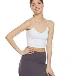 Free People Seamless Skinny Strap Crop Top White CLOTHING