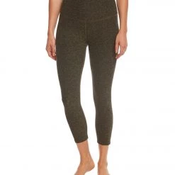 NEW ARRIVALS Beyond Yoga Spacedye High Waisted Yoga Capris Black/Aviator Green