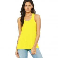 Bella + Canvas Flowy Racerback Workout Tank Top Neon Yellow CLOTHING