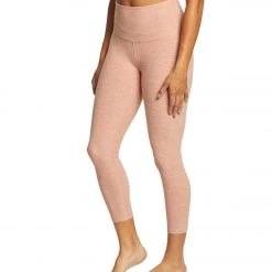 NEW ARRIVALS Beyond Yoga Spacedye High Waisted Yoga Capris Rainwash Pink Shell