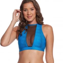 CLOTHING Onzie Briana Yoga Sports Bra Indian Blue Venom/Black Mesh