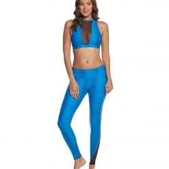 CLOTHING Onzie Briana Yoga Sports Bra Indian Blue Venom/Black Mesh