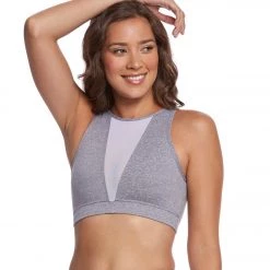 Onzie Briana Yoga Sports Bra Stone Heather/White Mesh