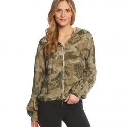 Hard Tail Zip Hoodie Camo Print Sand CLOTHING