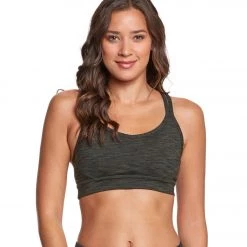 CLOTHING Manduka Cross Strap Yoga Bra Olivine Heather